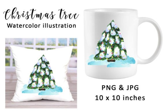 A Christmas Tree Watercolor Illustration: Graphics for Seasonal Publishing