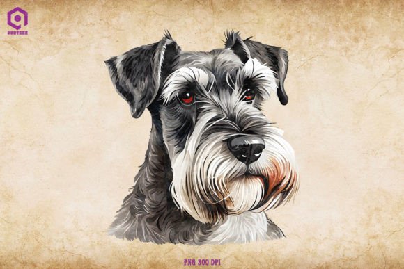 A Schnauzer Watercolor for Crafts and Marketing Graphics
