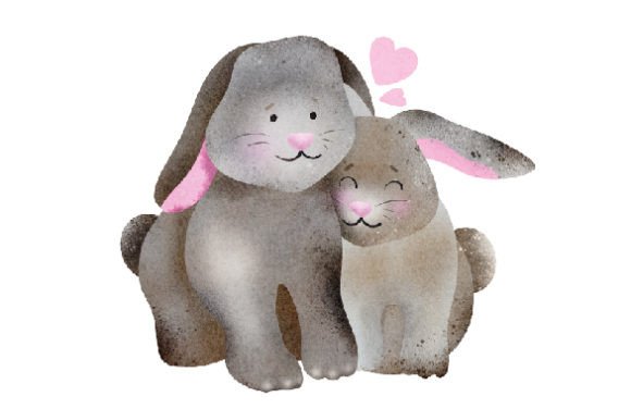 A Watercolor Bunny Design for Valentine Crafts & Marketing