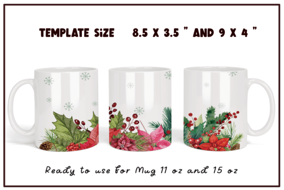 A Watercolor Christmas Mug Design for Embroidered Holiday Projects