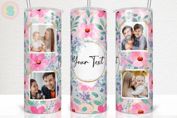 A Watercolor Florals Frame Tumbler Graphic for Craft & Content