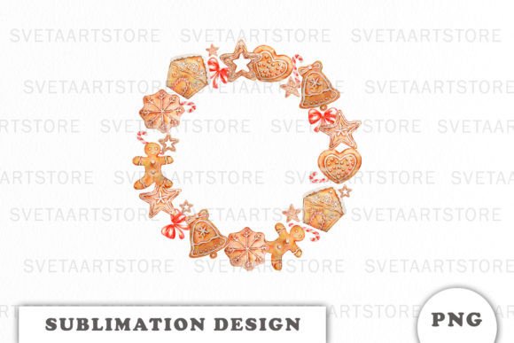 A Watercolor Gingerbread Wreath for Festive Marketing & Crafts