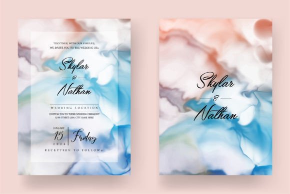 Alcohol Ink Marbled Texture for Wedding Graphics and Templates