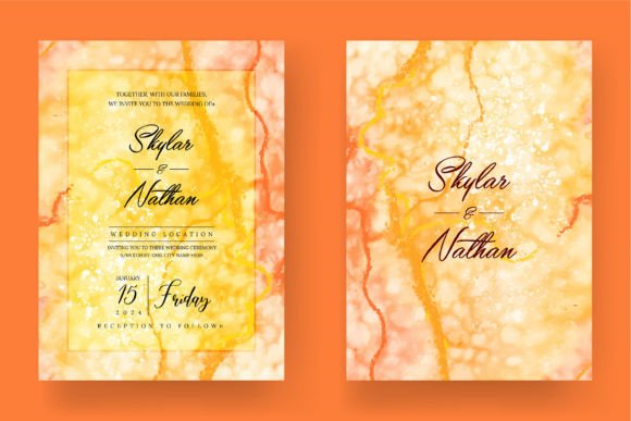 An Elegant Alcohol Ink Foil Wedding Card for Modern Graphics