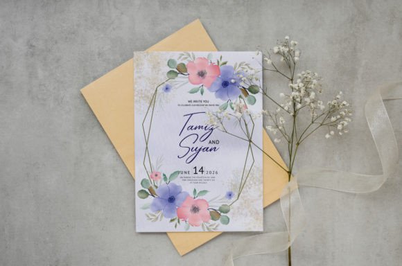 An Elegant Watercolour Wedding Design for Graphics and Crafts
