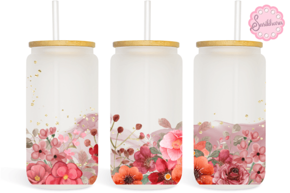 Crafting Elegance with a Red Flower Glass Print Template